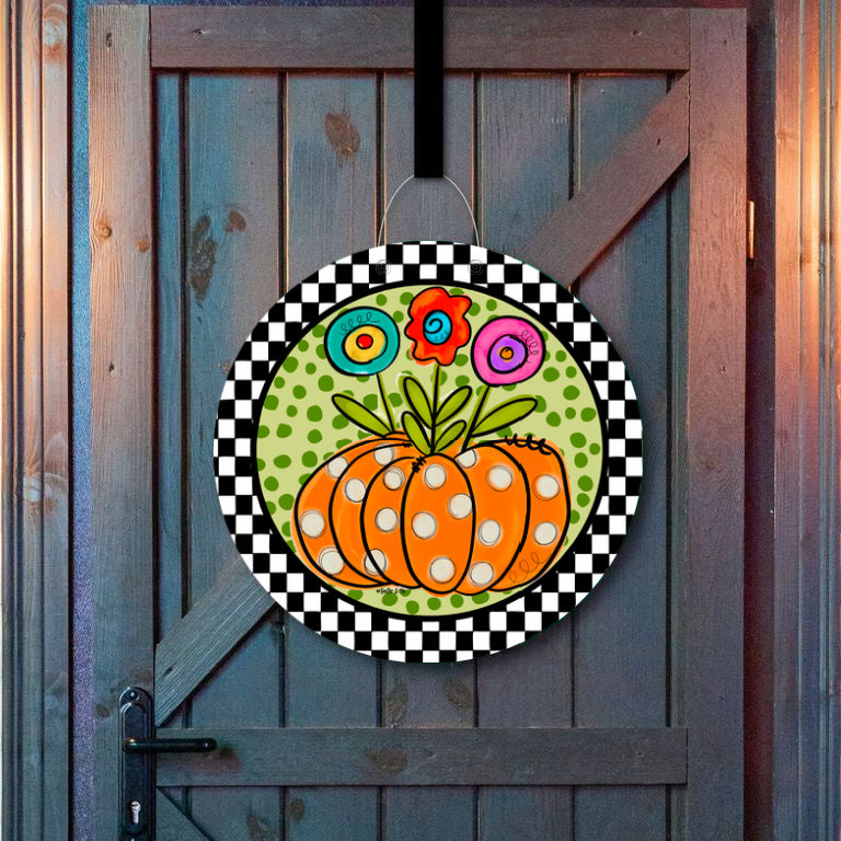 Dottie Bloom Pumpkin Door Hanger