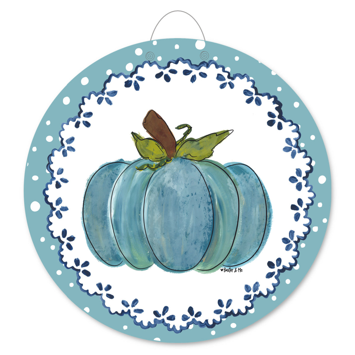 Grannys Pumpkin Doily Door Hanger