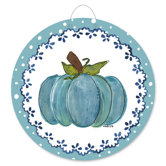 Grannys Pumpkin Doily Door Hanger