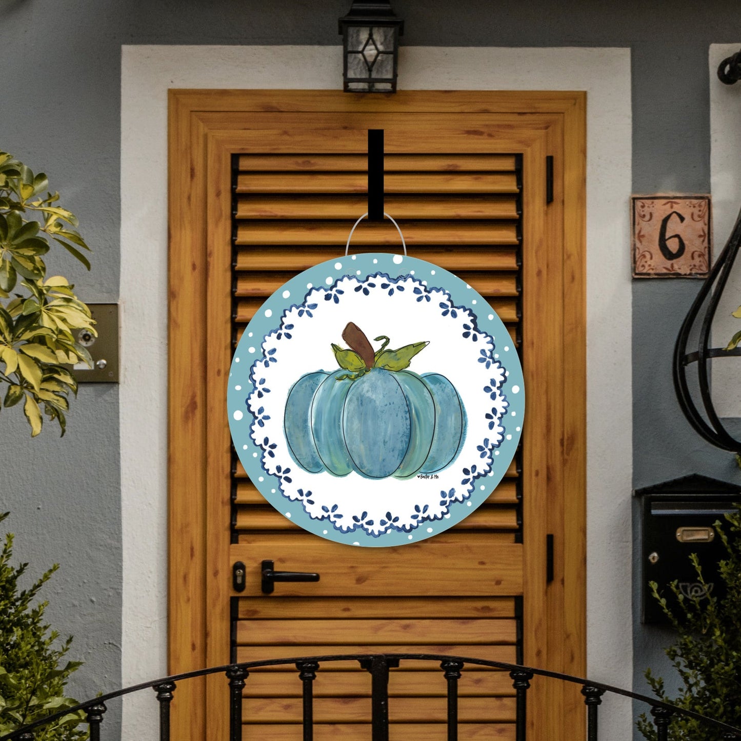 Grannys Pumpkin Doily Door Hanger