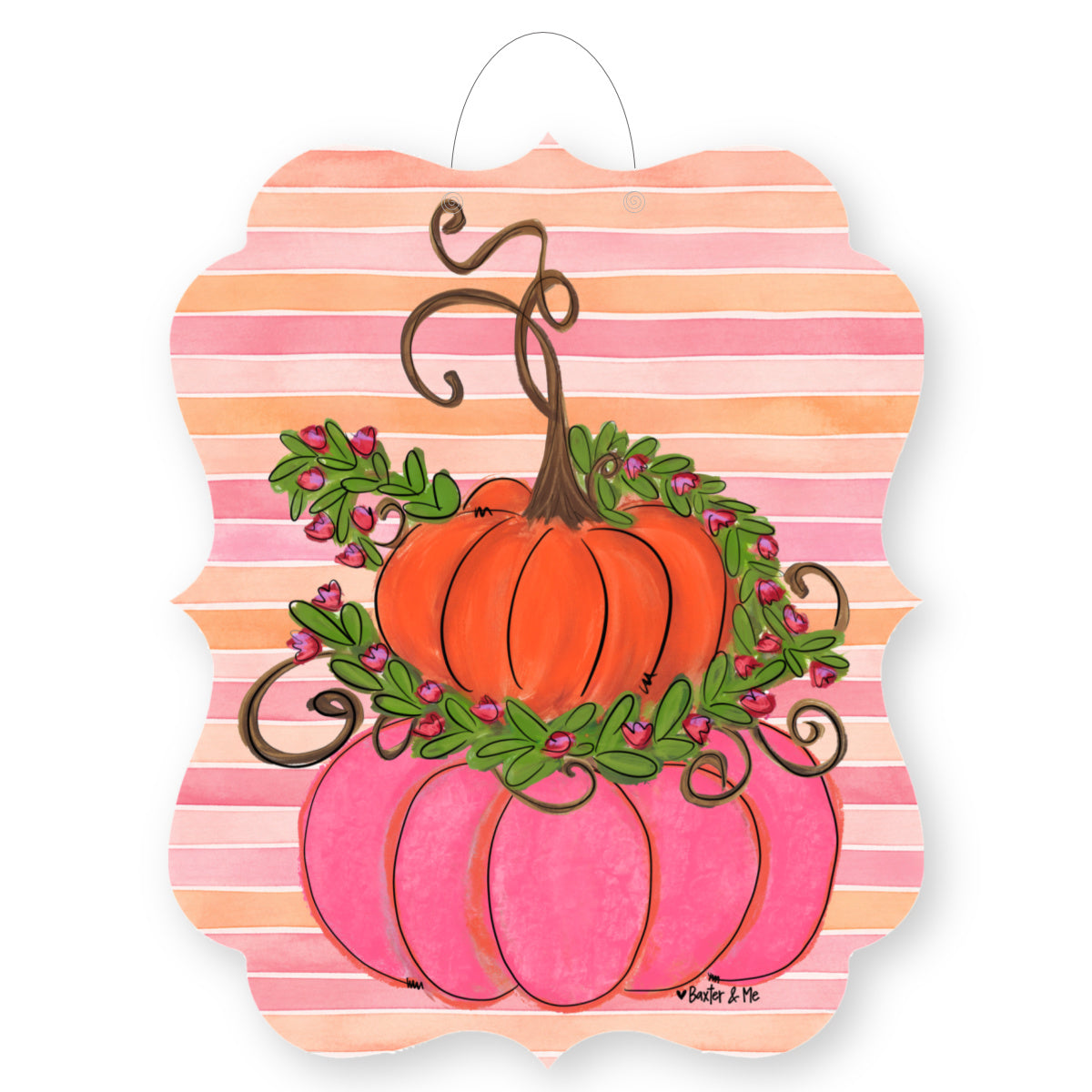 Sherbert Pumpkin Stack Door Hanger