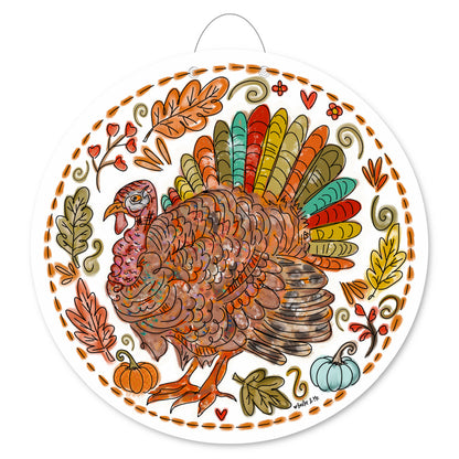 Colorful Feather Turkey "Mr. Feathersworth" Door Hanger
