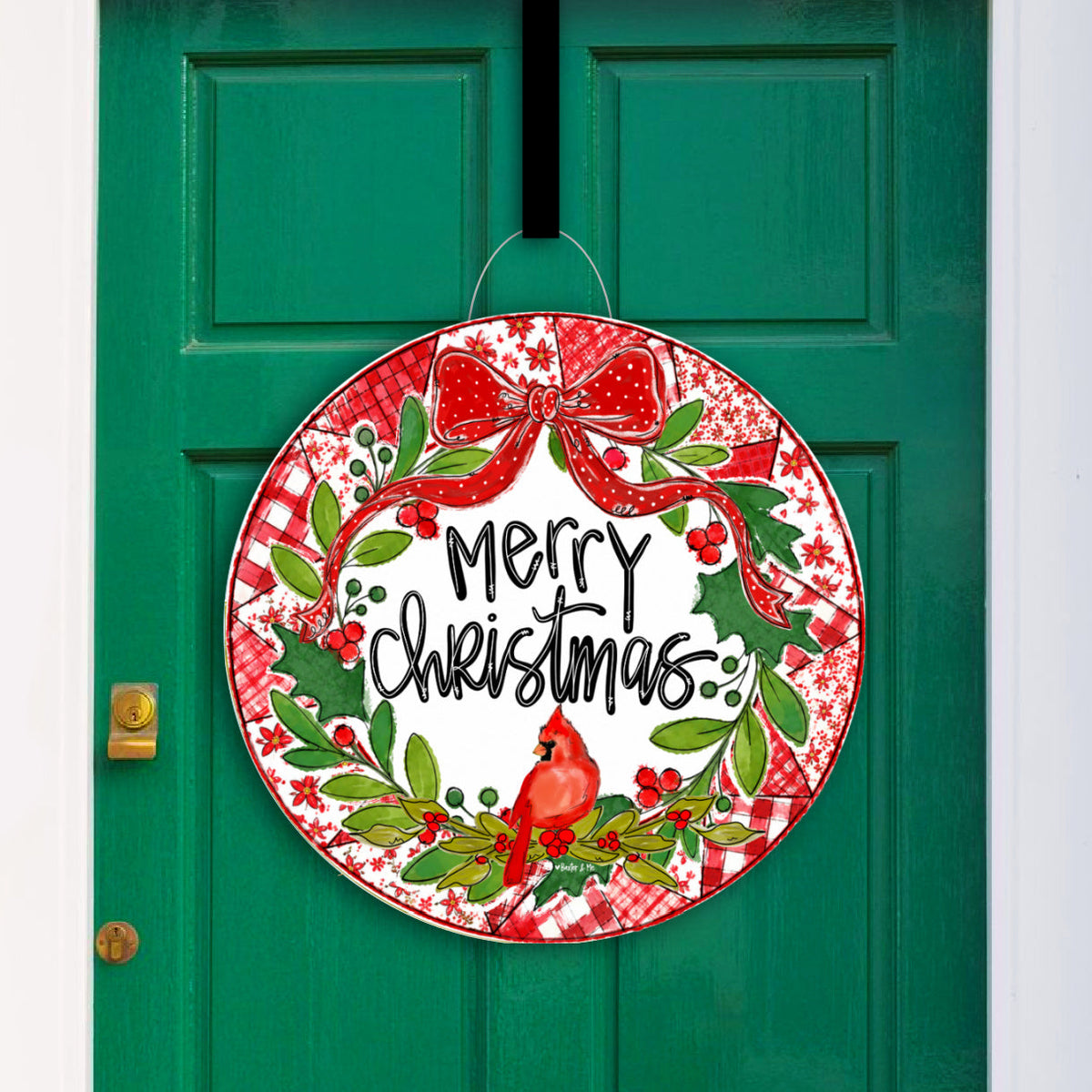 Quilted Christmas Cardinal Door Hanger