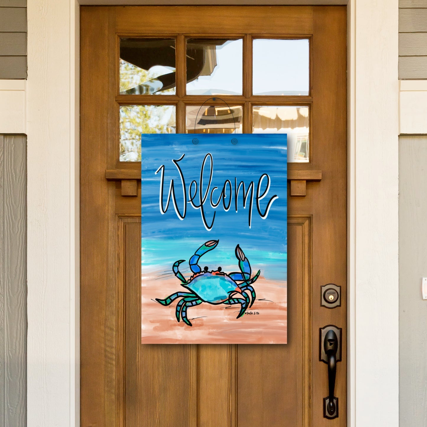 Welcome Blue Crab Door Hanger
