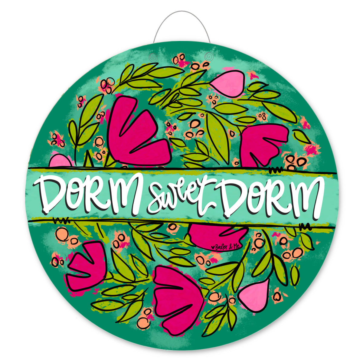 Dorm Sweet Dorm Pink Floral Door Hanger