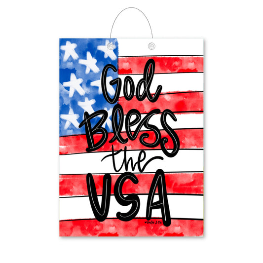 God Bless the USA Flag Door Hanger