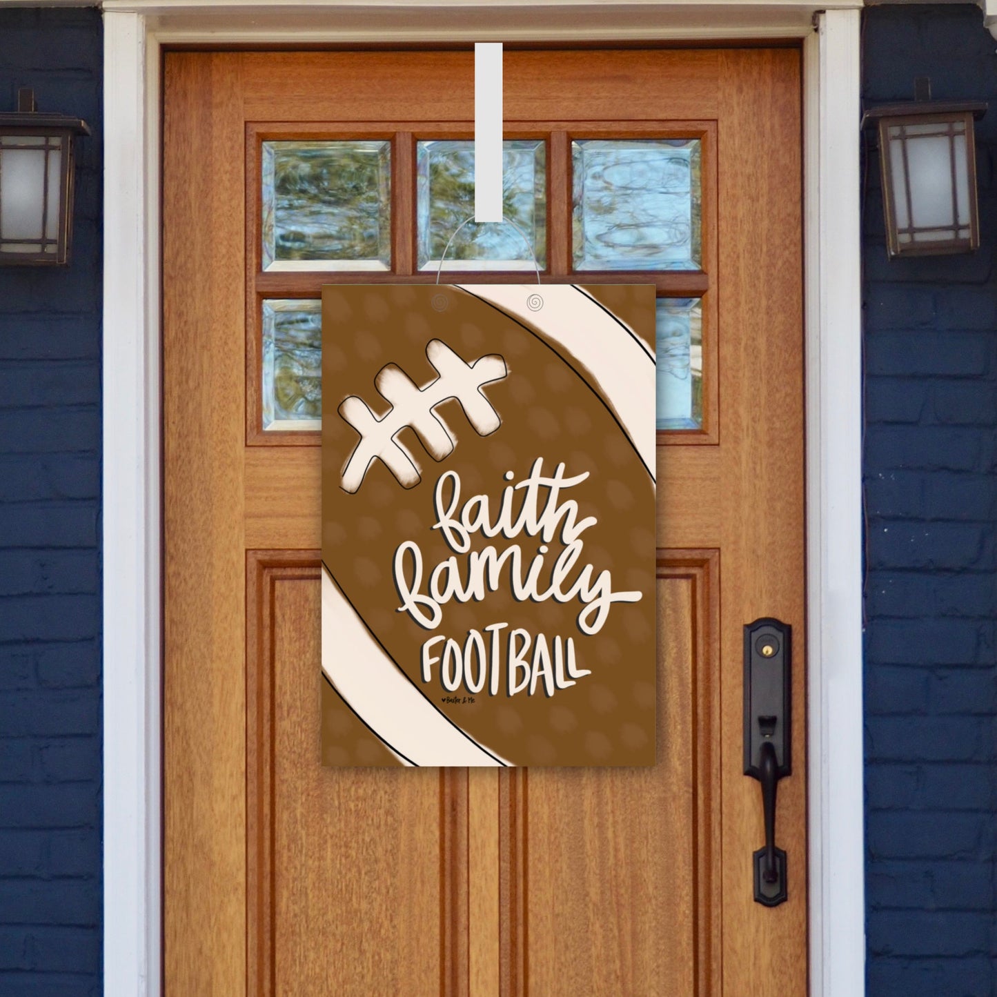 Faith Family Football Door Hanger