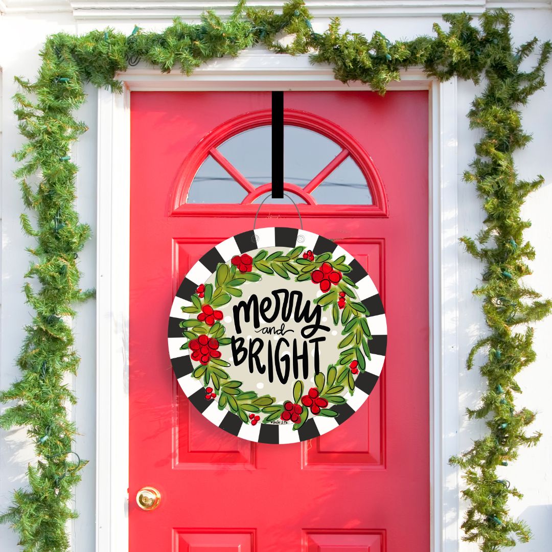 Merry & Bright Wreath Door Hanger