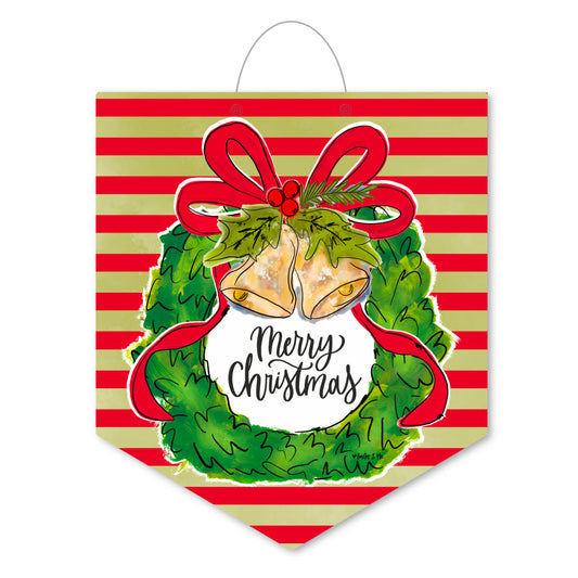 Merry Christmas Bells Wreath Door Hanger