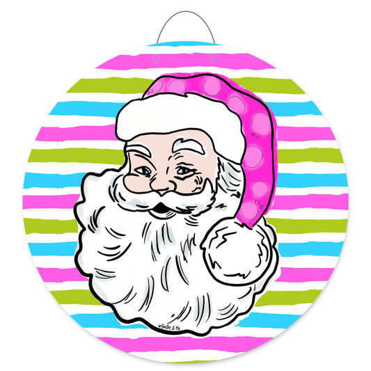 Pink Jolly Santa Door Hanger