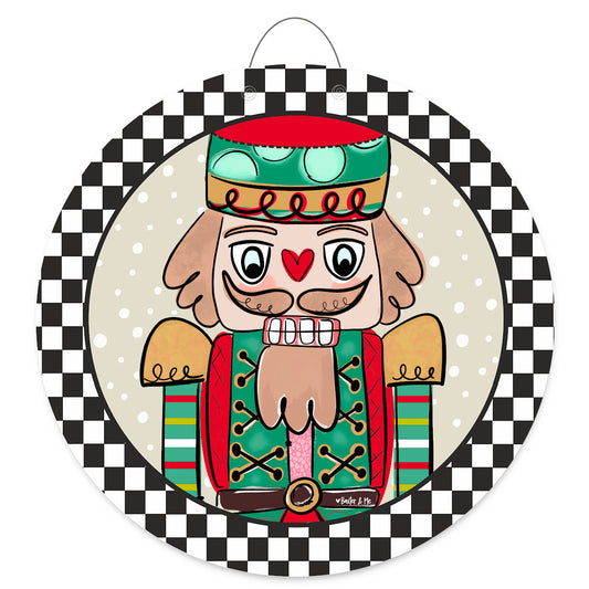 Checkered Nutcracker Door Hanger