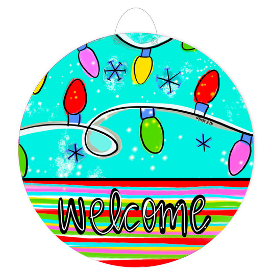 Colorful Christmas Lights Door Hanger