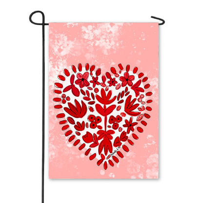 Pink Red Simple Heart Garden Flag