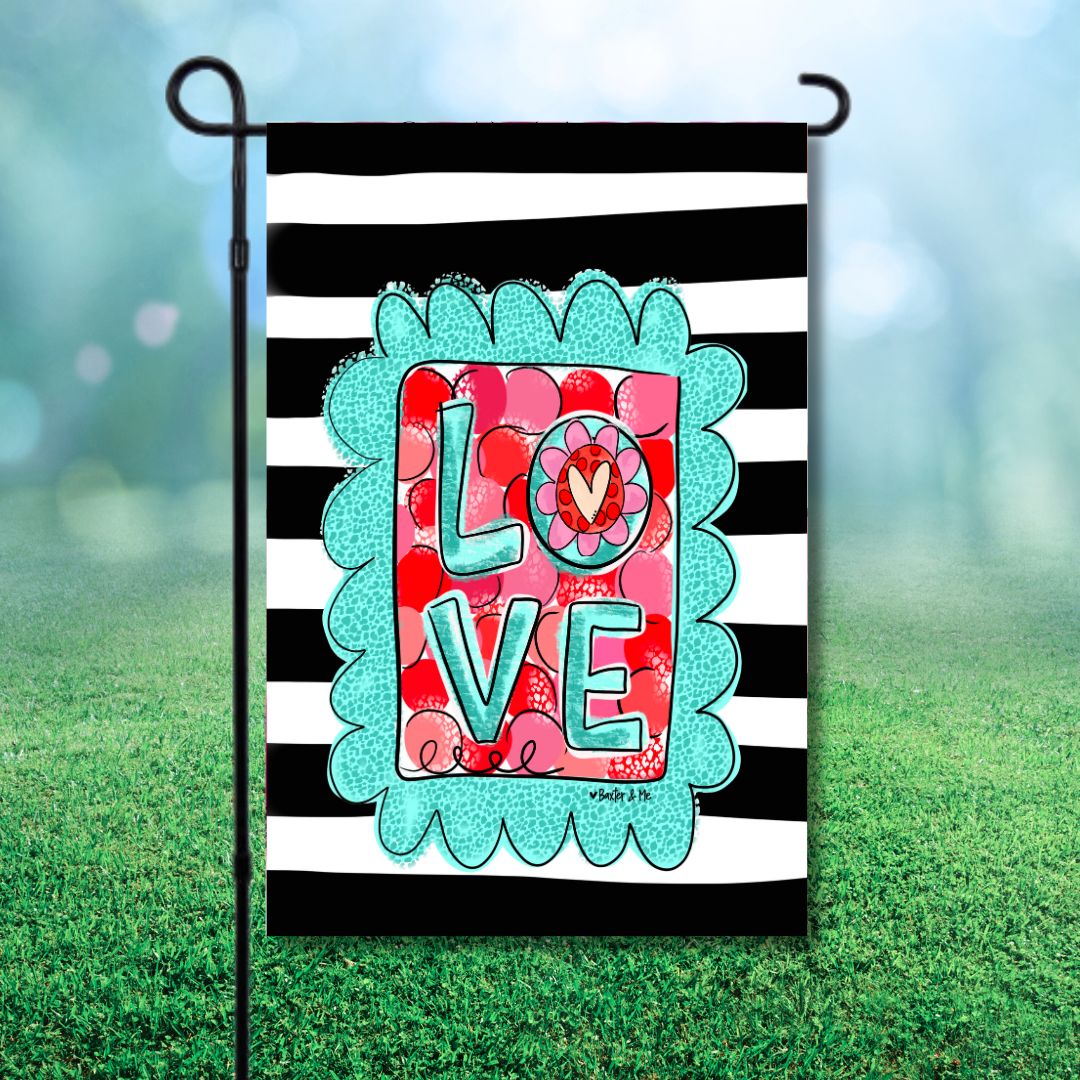 Love Stamp Garden Flag