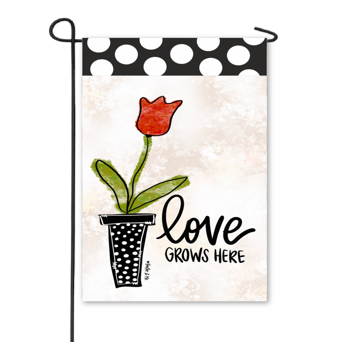 Love Grows Here Tulip Garden Flag