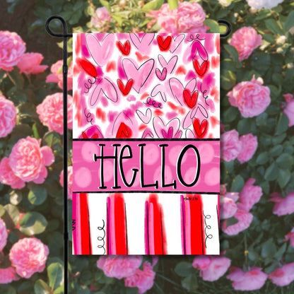 Hello Valentine Heart Garden Flag