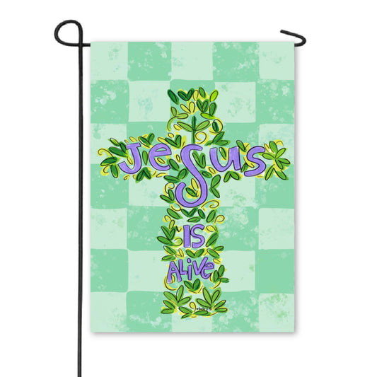 Jesus is Alive Cross Garden Flag