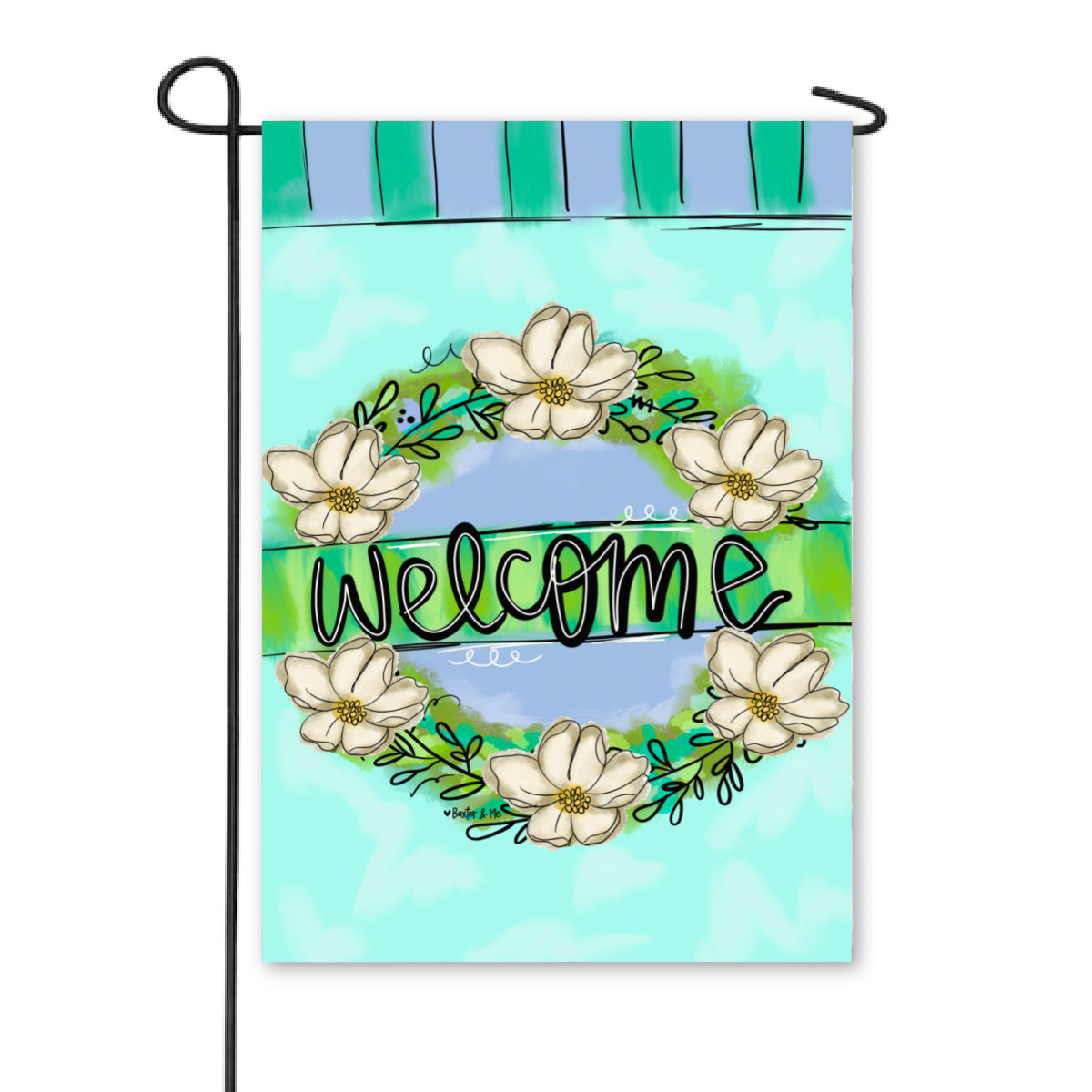 Welcome Magnolia Wreath Garden Flag