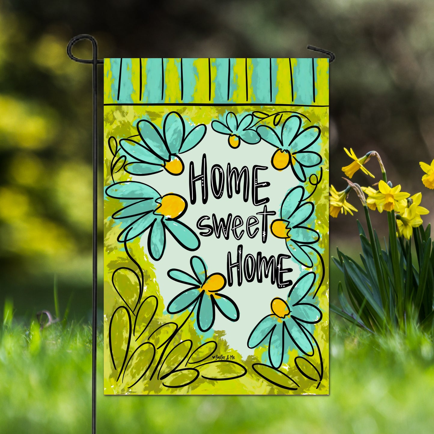 Whimsy Blue Flowers Garden Flag