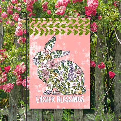 Pastel Easter Blessings Bunny Garden Flag