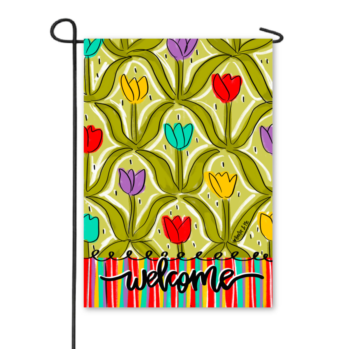 Welcome Colorful Tulips Garden Flag