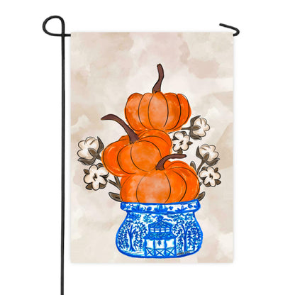 Cotton Pickin Pumpkin Chinoiserie Stack Garden Flag