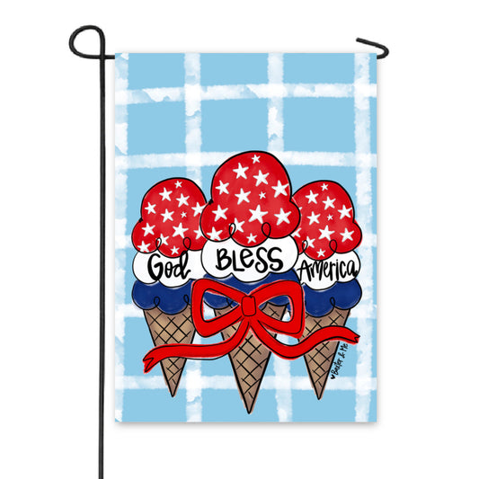 God Bless America Ice Cream Garden Flag