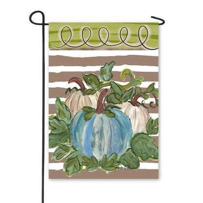 Striped Harvest Blue and White Garden Flag