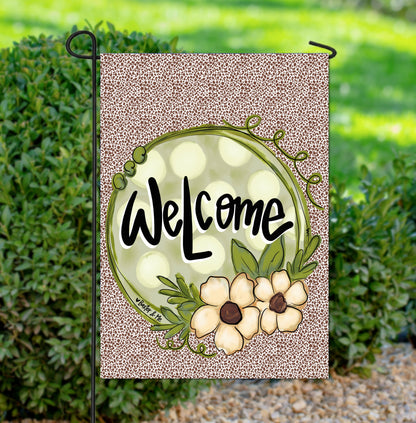 Sage & Soft Leopard Welcome Garden Flag