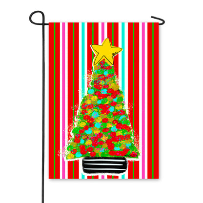 Dots & Stripes Tree of Cheer Garden Flag