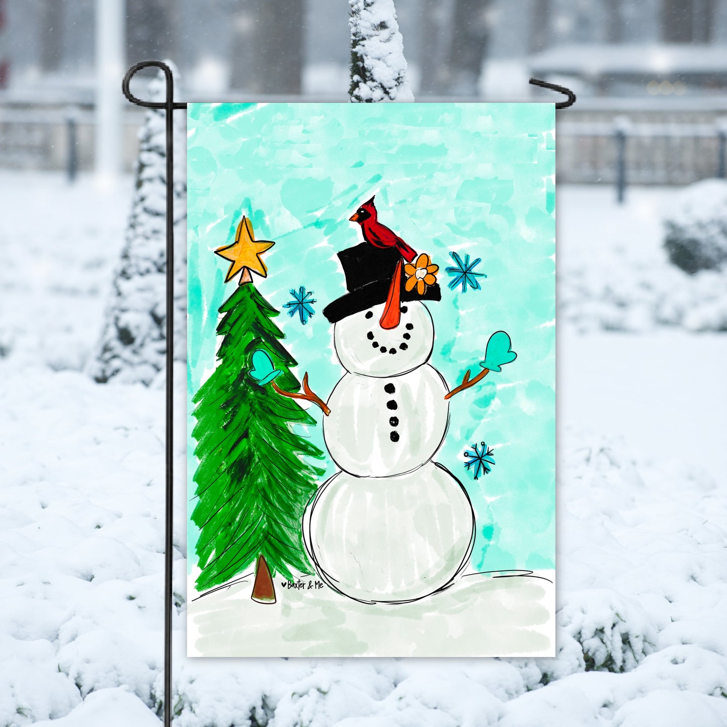 Snowman Frosty Mittens Garden Flag