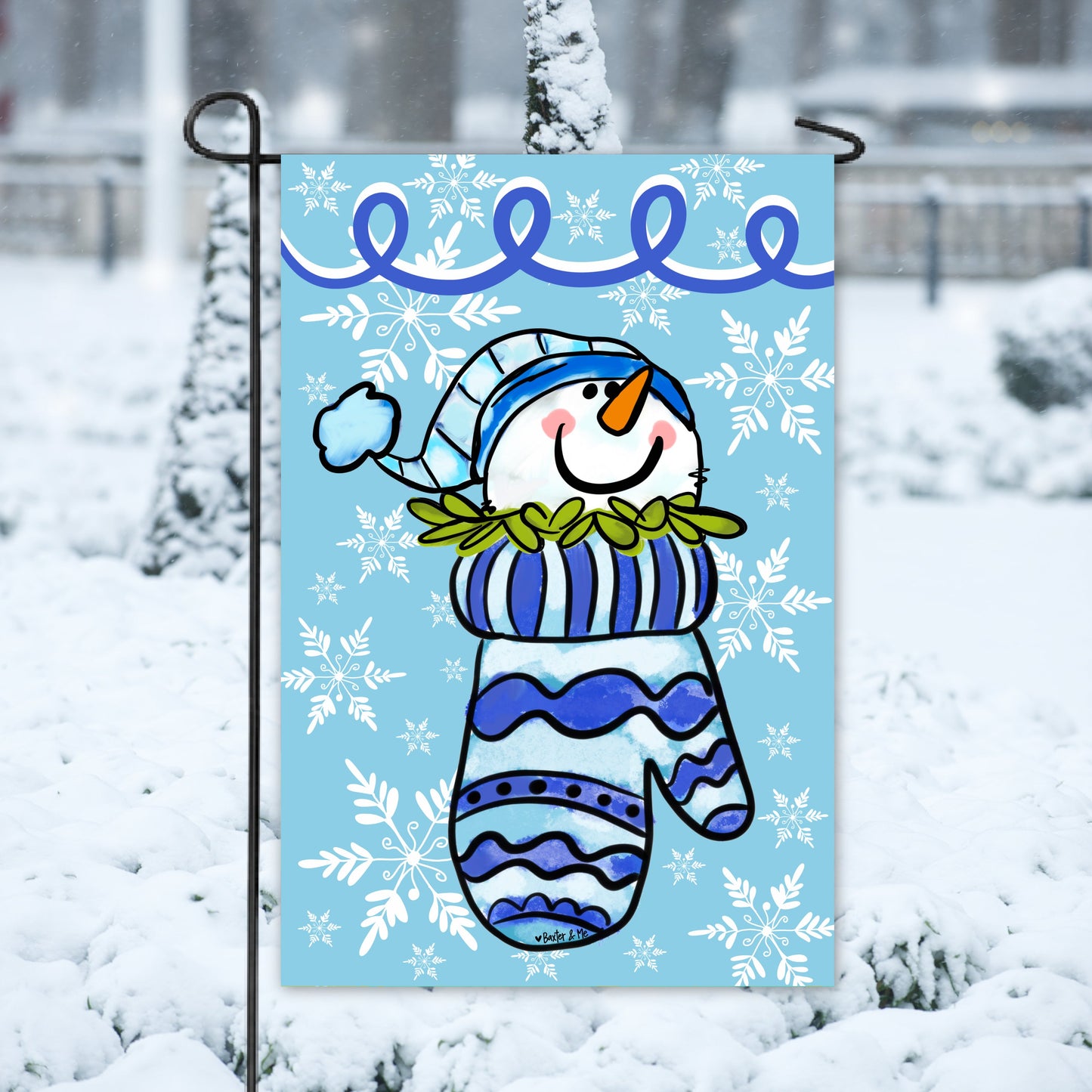 Mitten Full of Frosty Garden Flag