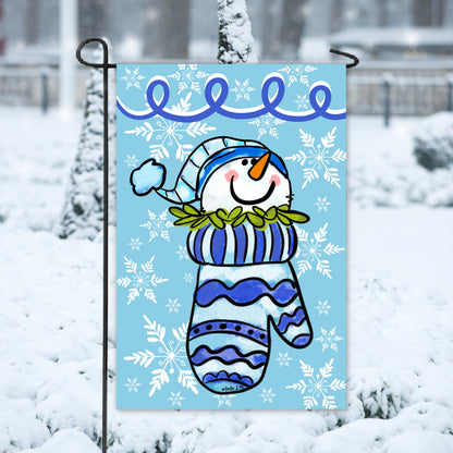 Mitten Full of Frosty Garden Flag