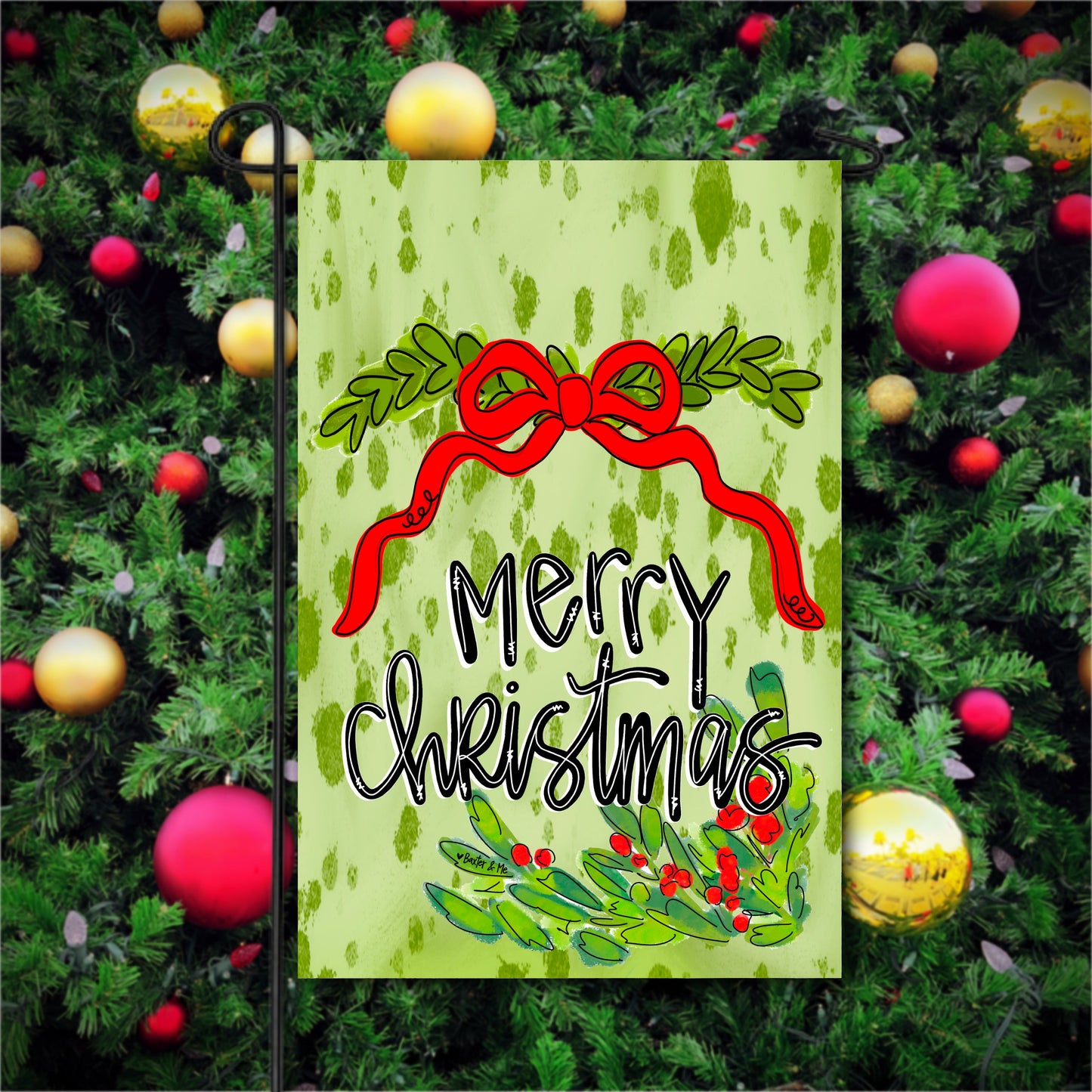 Merry Christmas Ribbon  Garden Flag