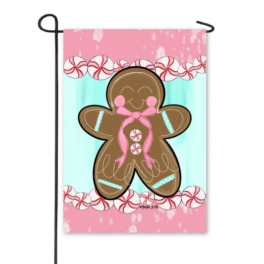 Pink Peppermint Gingerbread Garden Flag
