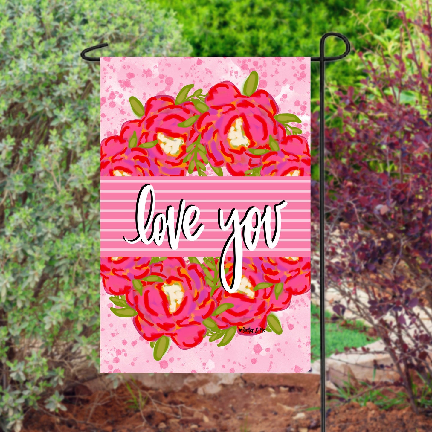 Love You Bouquet Wreath Garden Flag