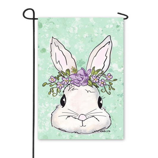 Lavender Floral Bunny Garden Flag