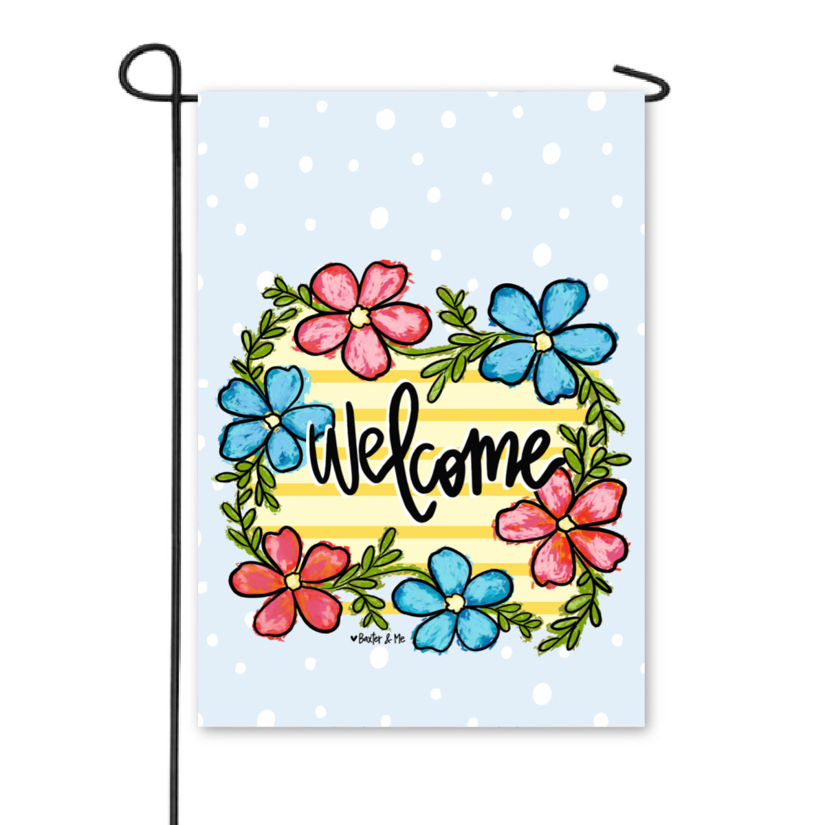 Welcome Sunny Stripe Blooms Garden Flag