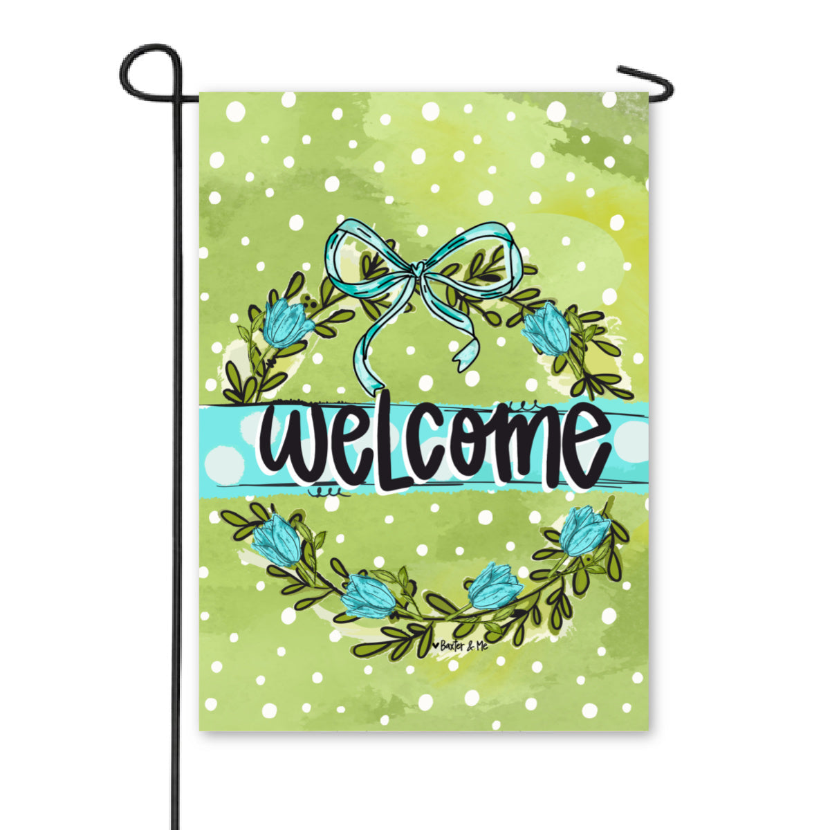 Blue Bow Green Garden Garden Flag