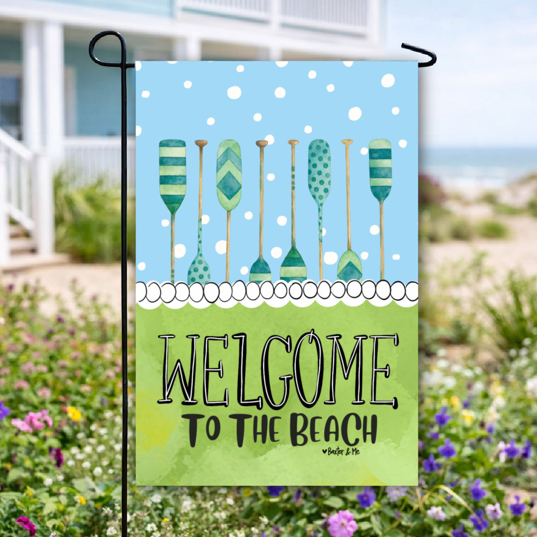 Paddles Welcome to the Beach Garden Flag