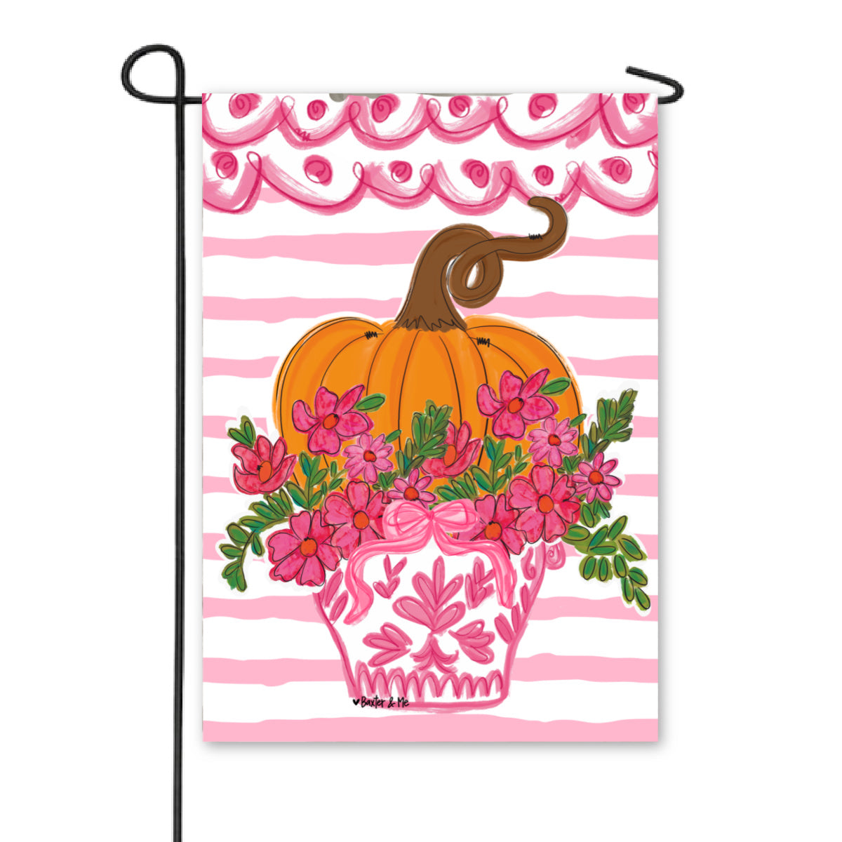 Pretty Pink Scallop Pumpkin Garden Flag