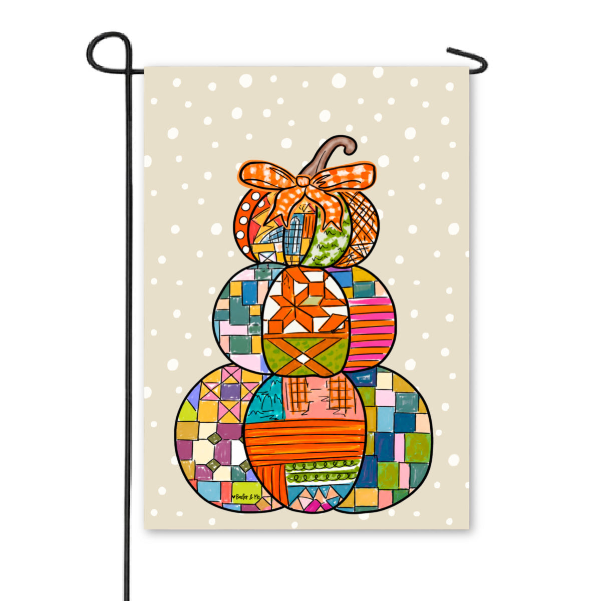 Quilted Pattern Pumpkin Garden Flag
