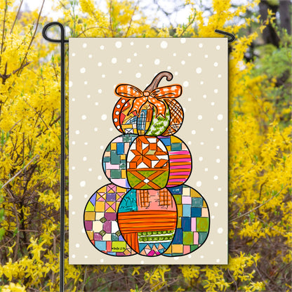 Quilted Pattern Pumpkin Garden Flag