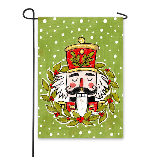 Holly Berry Wreath Nutcracker Garden Flag