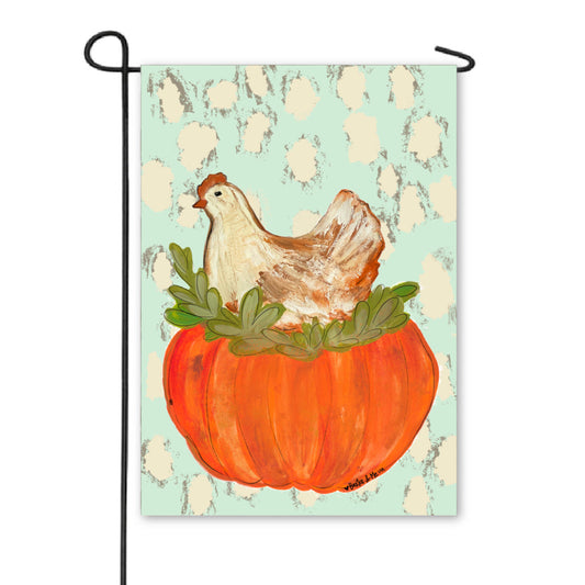 Pumpkin Sitting Hen Garden Flag