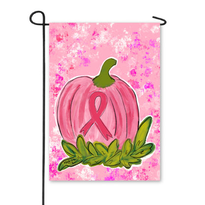 Pink Ribbon Pumpkin Garden Flag