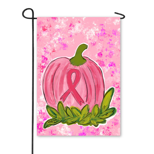 Pink Ribbon Pumpkin Garden Flag