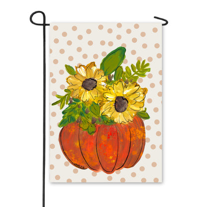 Polka Dot Sunflower Pumpkin Garden Flag