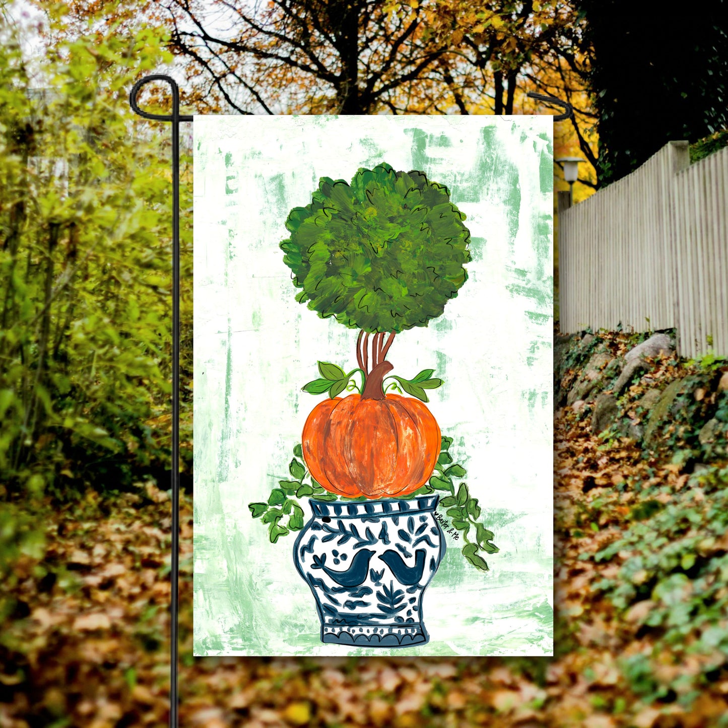 Pumpkin Topiary Garden Flag