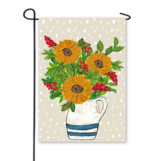 Sunflowers in Stoneware Pottery Garden Flag